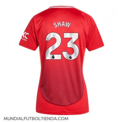 Camiseta Manchester United Luke Shaw #23 Primera Equipación Replica 2024-25 para mujer mangas cortas Camiseta Manchester United Luke Shaw #23 Primera Equipación Replica 2024-25 para mujer mangas cortas